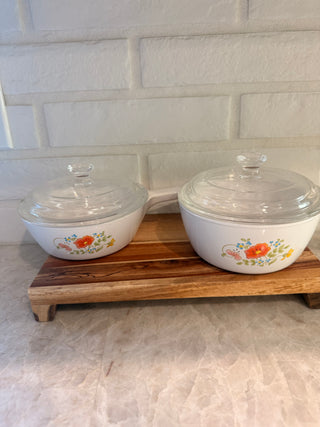 Corning Ware WILDFLOWER Pattern W/Lid set of 2