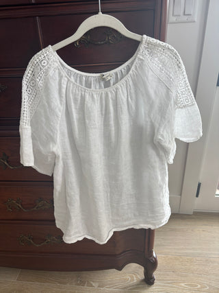 White Linen Peasant Top (Italy)