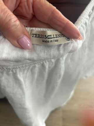 White Linen Peasant Top (Italy)