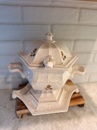 Rare Beautiful Vintage 1976 Duncan Enterprises Ceramic Soup Tureen Set of 4