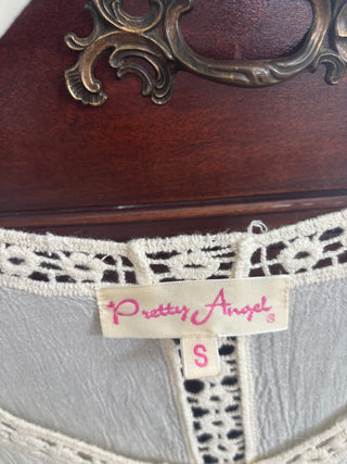 Cream Linen & Lace Blend Bouse Size S