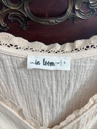 Boho Cream Cotton and Lace Blouse Size S