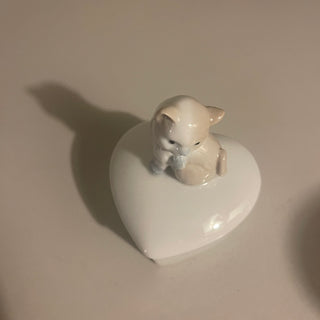 Vtg Otagiri Cat Heart Trinket Box--SP