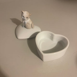 Vtg Otagiri Cat Heart Trinket Box--SP