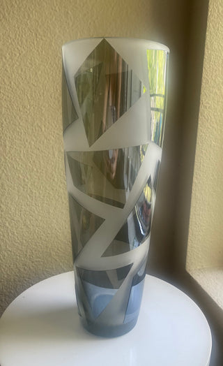 Tall gray/silver shape vase