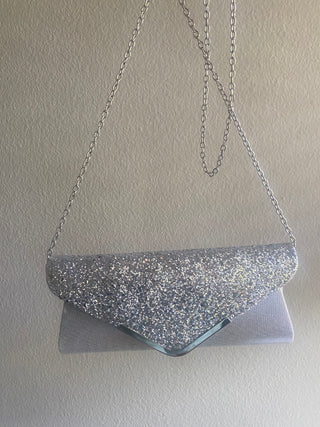 Silver sparkle purse/silver chain strap