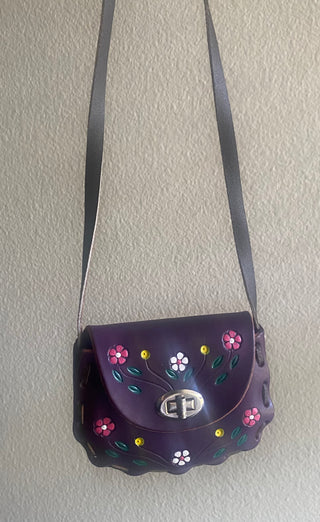 Small purple purse/pink & white flowers