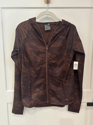 Burgundy Print Track Jacket with Hood