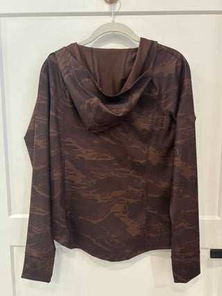 Burgundy Print Track Jacket with Hood
