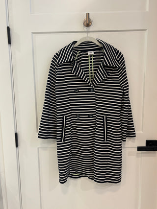 Navy & White Stripe Double Breasted Coat Small