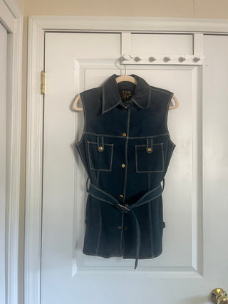 vtg blue suede vest