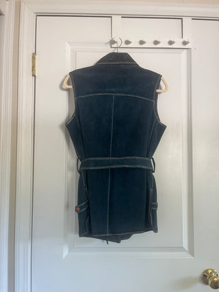 vtg blue suede vest
