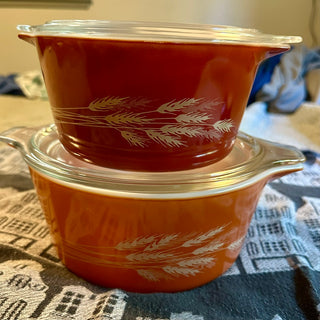 Vintage Pyrex Autumn Harvest Bake, Serve, Store Set (473 & 474)