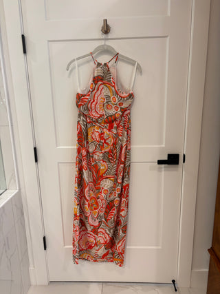 Coral & Pink Floral Maxi Dress, Size 2P