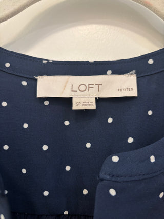 Navy Polka Dot Sleeveless Blouse, Size Small