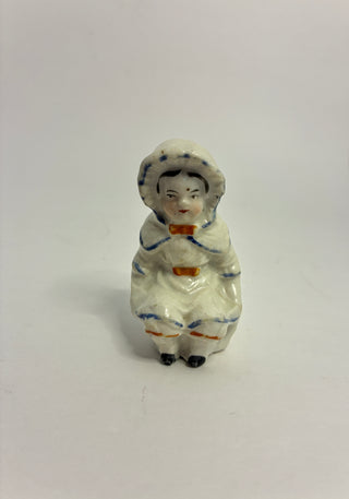 Antique Bisque/Porcelain Seated Girl Figurine — Made in Japan