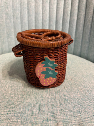Strawberry Wicker Utensil Basket