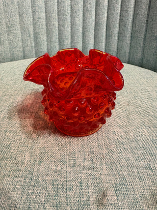 Fenton Hobnail Amberina Candle holder
