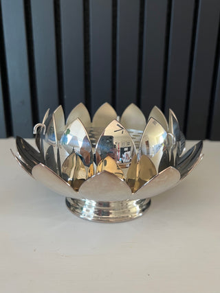Vintage Reed and Barton silver plate lotus flowers frog
