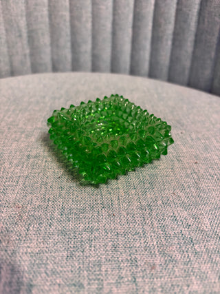Fenton Hobnail Green Salt Cellar