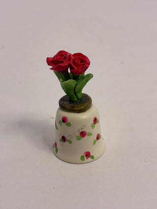Vintage Floral Chintz Thimble with 3D Rose Topper