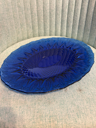 Avon Sapphire Cobalt Blue Glass Oval Serving Platter
