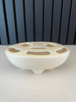 Oval mid century pottery flower frog