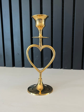 Vintage heart brass candleholder