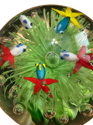 VTG Solid Art Glass Aquarium with Tropical Fish