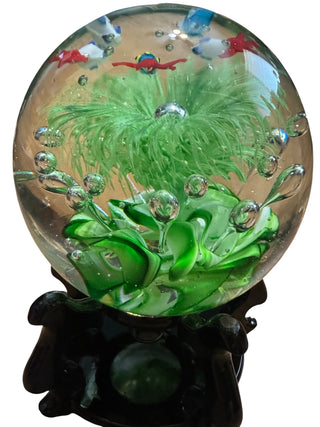 VTG Solid Art Glass Aquarium with Tropical Fish