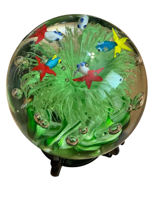 VTG Solid Art Glass Aquarium with Tropical Fish