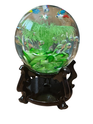 VTG Solid Art Glass Aquarium with Tropical Fish