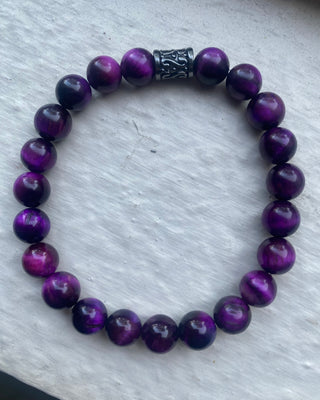 Deep purple tiger lily beaded bracelet
