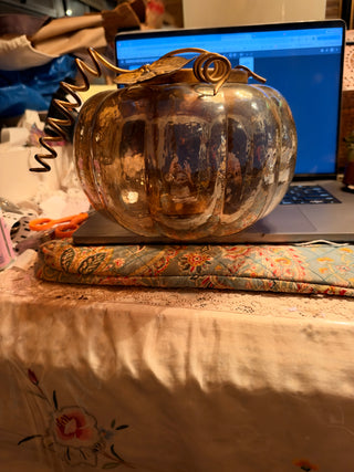 Glass Pumpkin Candle Holder