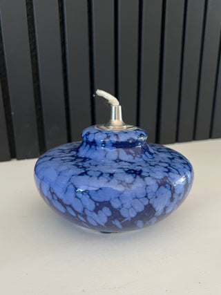 Blue speckled oil lamp