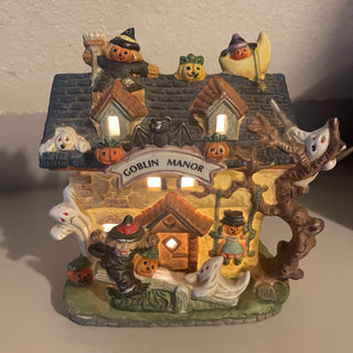 7" Ceramic Goblin Manor, Lights  Up--SP