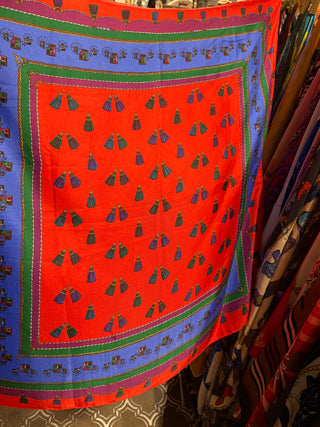 Vintage Silk Carriages/Tassels Scarf—MTS