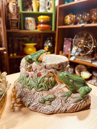 Vtg Ceramic Frog Planter