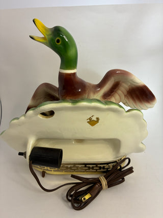 Vintage Mallard Duck TV Lamp with Planter