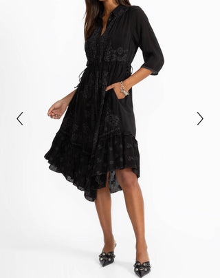 Johnny Was Black Embroidered Western Vipiana Dress XS NWT  VV