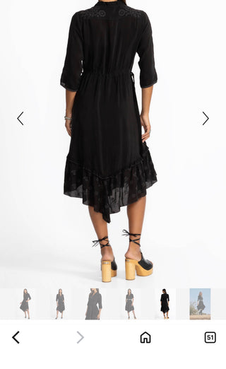 Johnny Was Black Embroidered Western Vipiana Dress XS NWT  VV
