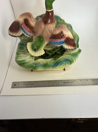 Vintage Mallard Duck TV Lamp with Planter