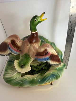 Vintage Mallard Duck TV Lamp with Planter