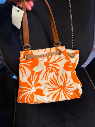 Michael Kors " Marina Floral Orange / Ivory hand bag VV