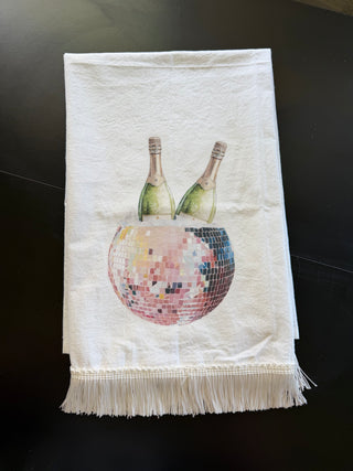 large disco bar towel with fringe
