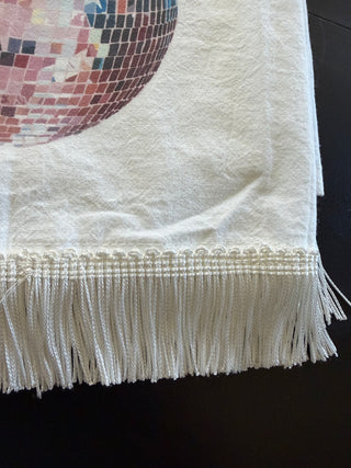 large disco bar towel with fringe