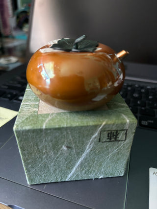 Miniature Enameled Persimmon Tea pot (Japan)