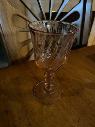 Vintage Pink Swirl Depression  Wine Glass RSV