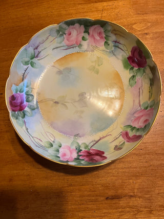 Antique JPL France Three Footed Gold Trim Rose Bowl RSV