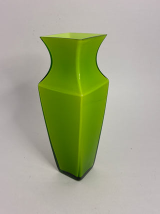Mid-Century Cased Glass Vase, Chartreuse Green